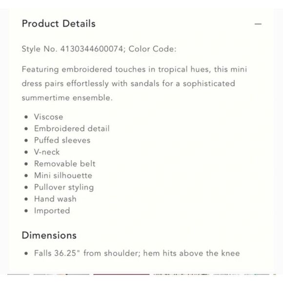 ANTHROPOLOGIE - Forever That Girl Embroidered Mini Dress - Picture 4 of 6